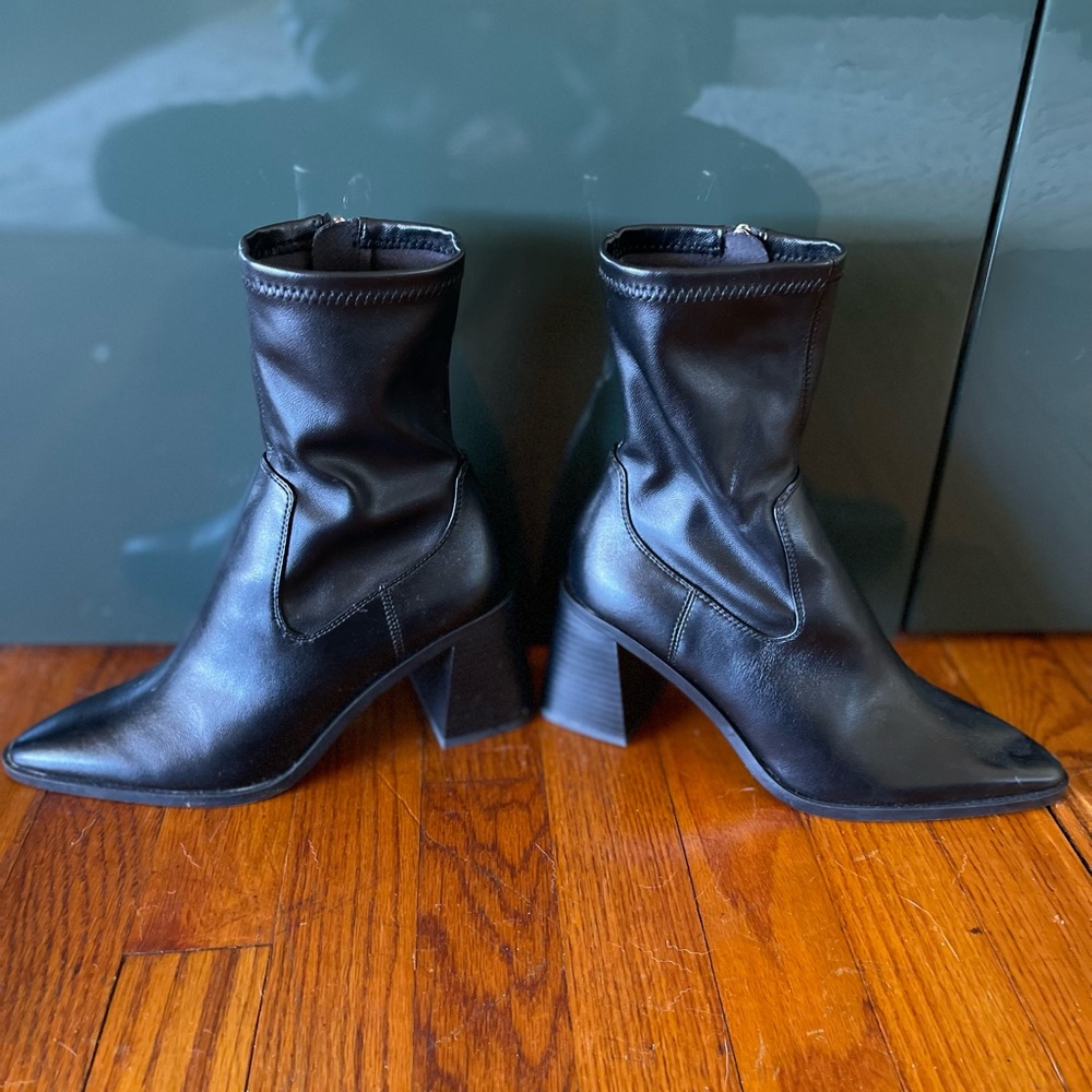 Zara Black Boots Chunky Heel